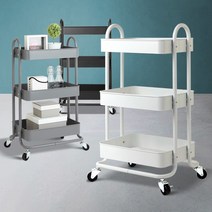 3단 트롤리카트 주방웨건 이동식왜곤 다용도병원카트, 3단 그레이