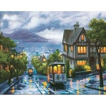 그림 그리기 페인트 키트용 프레임 캔버스에 숫자별 거리 유화 숫자 장식으로 색칠하기, 60x75cm diy frame, 998488