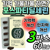 징코 포스파티딜세린 non gmo 비타민e 포스타 포스타디 딜세린 뇌 두뇌 건강 기능 기억력 개선 도움 영양제 식약청 인증 부모님 수험생 포스파디린세린 포스파티딜 콜린 포스타 캡슐, 3박스(93,480원 할인), 2000mgX60캡슐
