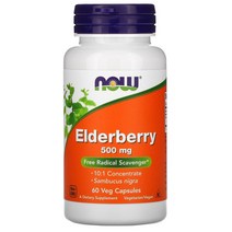 나우 푸드 엘더베리 500mg 스테아르산 베지 캡슐 60정, 60 개 Now Foods (나우 푸드)