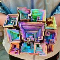 BISMUTH 비스무트 천연 석 무지개 크리스탈 티타늄 금속 광물 표본 포인트 힐링, 1.80100g