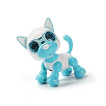 로봇 강아지 장난감 배터리 구동 스마트 상호 작용 놀이 소품 파란색 남아 및 여아, [04] Blue