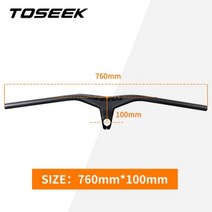 TOSEEK-매트 블랙 카본 파이버 자전거 MTB 라이저-17 도 일체형 핸들바 스템 산악 부품, Black 760-100mm