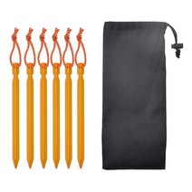 6Pcs 헤비 듀티 금속 못 내구성 합금 후크 접지 말뚝 텐트 캠핑 18cm, 알루미늄, 옐로우