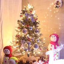 [트리풀세트/중형] 윈터브리즈 150cm 그레이슬림트리 앞면장식(벽면설치용), LED화이트전구