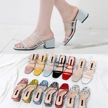 셀러허브 패션 [애슬릿] PVC 스트랩 뮬 슬리퍼 힐 5cm