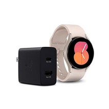 SAMSUNG Galaxy Watch 5 35W Duo Wall 충전기 번들 40mm LTE 스마트워치 본체 건강 피트니스 수면 추적기 핑크 골드 밴드 및 듀얼 포트 USB C 어