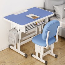 유아 학습 책상 세트 주니어 키즈 저학년 초등 학원, 70x50 테이블 + 의자 블루(쿠션)
