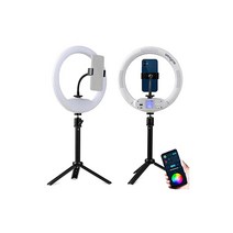 링라이트 14인치 앱 콘트롤 멀티컬러 RGB 스탠드와 전화 홀더 포함 내장 충전식 배터리 USB 전원 데스크톱 LED 셀카링 라이트 포트레이트 메이크업 비디오 녹화용, 상세페이지 참조