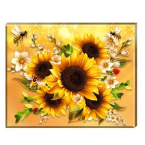 FASEN 3D 보석 십자수 DIY 캔버스형 40cm x 50cm, ZSE019.꿀벌 해바라기