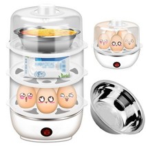 다기능 대용량 계란 삶는 기계 찜기 3단 자동 타이머, 핑크 2단 스틸볼 분리기 스푼