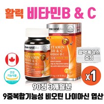 캐나다 비타민비 앤 씨 비타민B 비군 비타민씨 비오틴 판토텐산 나이아신 엽산 비타민C 함유 90정, 90정 x 1개
