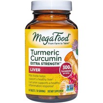 MegaFood 메가푸드 터메릭 커큐민 엑스트라 스트렝스 간 바이오페린 블랙 페퍼 밀크씨슬 60정