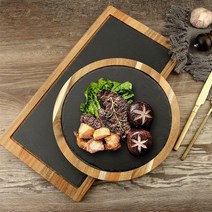 원목 나무 스톤플레이트 받침대 블랙, 2. 원형 30cm