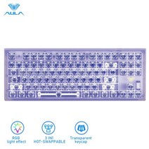 AULA-F2183 RGB 87 키 핫스왑 기계식 키보드 블루투스/유선/2.4G 데스크탑 랩탑용 투명 키캡, CHINA, 한개옵션2, [03] Purple, 한개옵션1