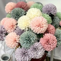 신밧드무역 풍성한 폼폼 알륨조화 인테리어꽃, 크림