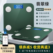 체지방 계산기 체지방 계산기 충전식 전자 가정용 정확한 지방 측정 스마트 체중계 측정기, 제이드 그린, 배터리