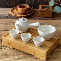 도자기 백자 3인 다기 세트 전통 찻잔 다도 다구 다관 차 우리는 도구 휴대용 예쁜
