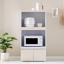 슬로우 600 2단 렌지대 주방수납장 방문설치, 화이트