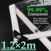 99.9% 투명 PVC 타포린 텐트 커버 창문 발코니 방풍 방수 울타리 그물 천 정원 클리어 타프, 16 1.2m x 2m