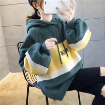 빨강몽키 여성 봄 가을 겨울 후드 티셔츠 배색티셔츠 기모