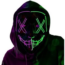 쇼파홀릭 1+1+1+1+1 할로윈 마스크 플래시 블러드 호러 스릴러 LED 마스크 무도회 파티 공포 유령 페이스 세트, 퍼플+그린 5개