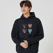 키밍 고양이 패턴 맨투맨 후드티 기모