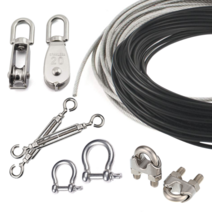 코팅와이어 로프 클립 PVC 1M절단 1.2mm 2mm 3mm 4mm 5mm 6mm, 7.스텐 도르래, 50mm