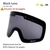 자석 렌즈가 있는 스키 고글 이중 편광 렌즈 남녀 공용 UV400 스노우 보드 고글, Black Lens Only