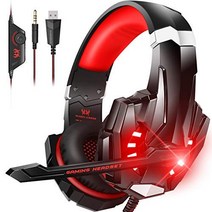 Bengoo 게이밍 헤드셋 ps4 헤드셋 헤드폰 마이크가있는 LED가있는 3.5mm PS4 PC Mac Switch wiiu XBox one에 대응 레드 G9000