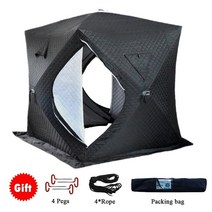 전문 얼음 낚시 텐트 야외 안티 눈 겨울 캠핑 3 레이어 Thicken Keep Warm Cotton Tent 3-4 Person, Black