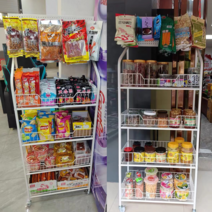 편의점 매점 과자 진열대 약국 선반 이동식 메쉬 매대, 상세이페이지 참고, V