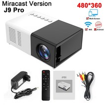 빔프로젝터 가정용 캠핑용 Salange J9 프로 프로젝터 1000 루멘 480x360 픽셀 3.5mm 오디오 HDMI USB 미니 LED 홈 미디어 플레이어 PK YG300, [07] Black Miracast, [01] EU 플매트 카펫 러그