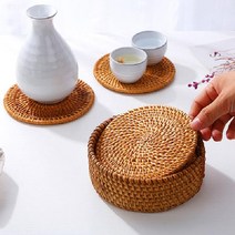 라탄 티코스터 원형 컵 받침대 10cm 세트 DD-10926, 단품