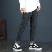 남성용 2컬러 남자 스판 테이퍼드핏 일자 히든 밴딩 청바지 블랙진 M~3XL 진청 흑청 바지 남성 데님 팬츠