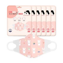 디어아이 컬러 캐릭터 입체 마스크 중형 4종 어린이 유아 새부리형, 10매입, 6개, 슈가래빗