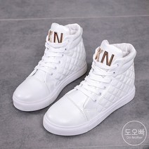 도오빠 케이 여성 가죽 하이탑 운동화 키높이 3CM 런닝화 경량 단화 여자운동화