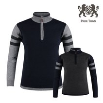 파크타운 남성용 배색 반집업 니트 골프 셔츠 RM20W458