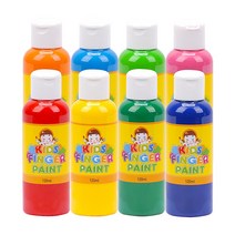키즈 핑거페인트 120ml 8색 세트 / 키즈맘아트 유아 물감 미술 그림 놀이 촉감 오감 발달 자극 감성 손가락물감 어린이집 유치원 드로잉 키즈 카페 집콕 엄마표미술 홈스쿨 선물, 1세트