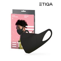 ETIQA[에티카] 소프트 핏 마스크 NEW 미드나이트 블랙 중형 세탁 재사용 가능 1매입, 던 핑크 (중형)