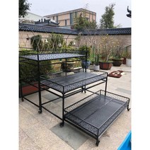 화분받침대 철제화분랙 다육이 선반 베란다 테라스 정원, 80x60x120 3단(기본 블랙)
