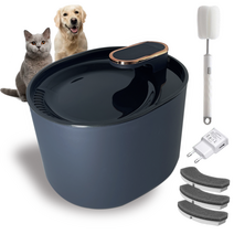 Coububu 고양이 강아지 정수기 + 리필 필터 3p + 세척솔 1p, 블랙