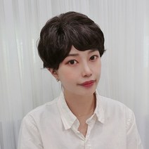 엄마 항암가발 아줌마가발 인조 고열사 숏컷 파마 mo4216 모위드가발, 갈색