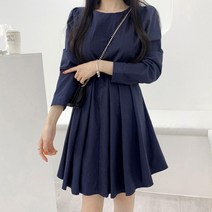 포디룩 (3c) 청순 코튼 플리츠 뒷리본 원피스