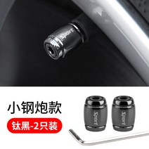 체리 자동차 타이어 도난 방지 컬러 밸브 캡, 소형 스틸 캐논 가스 노즐 캡 [블랙 티타늄