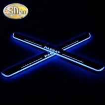 도어스커프 사이드 스텝 몰딩 트렉 폭스 바겐 파사트 B6 B7 B8 2006-2019 용 아크릴 무빙 LED 웰컴 페달, 06 Rear 2pcs Blue