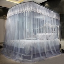 구매대행 U 자형 개폐식 모기장 1.8m 침대 1.5 가정용 2m 1.2 레일 브래킷041501j, 12. 회색 꽃 피는 부 (접이식