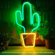 부착조명 무드등 네온 라이트 선인장 파인애플 코코넛 나무 사랑 아이스바 헬로 로즈 바나나 Led 사인 Usb, 02 Cactus