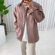 남자 봄 가을 오버핏 옆트임 피그먼트 셔츠 버튼 자켓