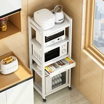 주방수납장 보관함 이동식 선반 캐비닛 식탁위 찬장, 5단+서랍 펄 화이트(길이 55)